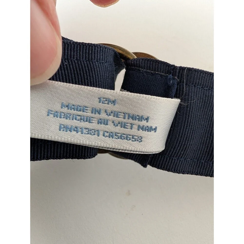 Baby Boy RALPH LAUREN Navy Blue Pennant Pirate Flag D Ring Canvas Belt 12 Month